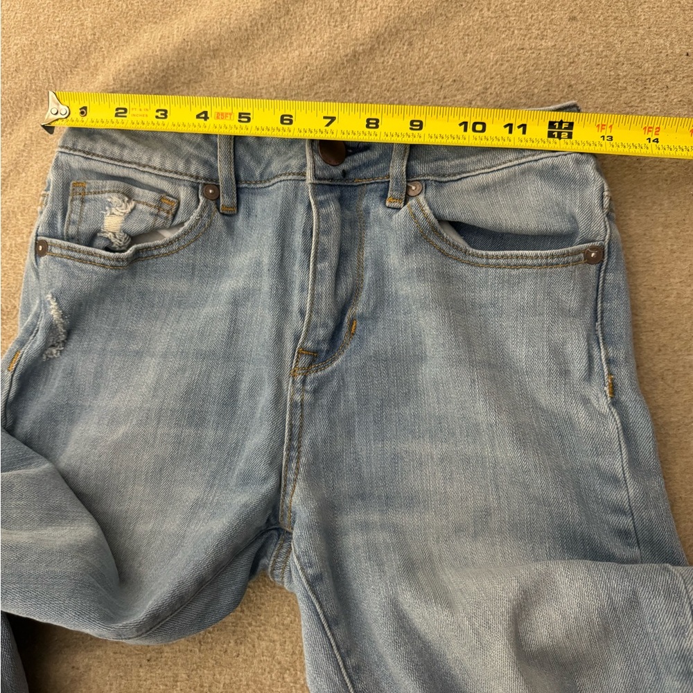 House Of Harlow 1960 High Distressed Denim Flare Jeans Rise Blue Light Wash 27 - Picture 9 of 10